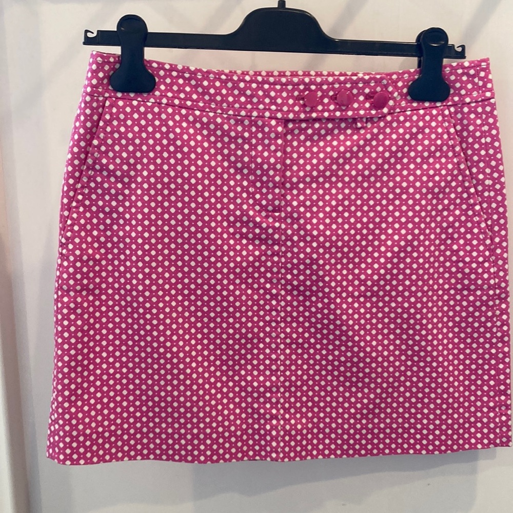 J Crew Hot Pink and White Patterned Mini Skirt. Size 4.